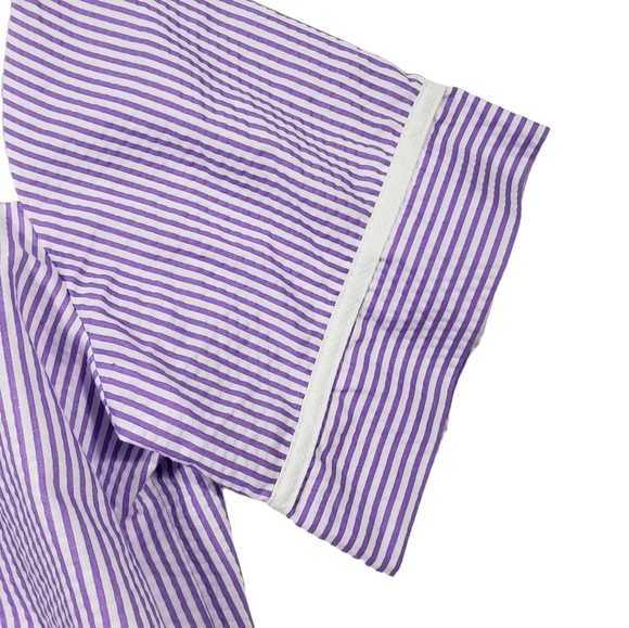 Anthony Richards Purple Seersucker Nightgown Sz M Embroidered Floral Butterfly - Picture 8 of 13